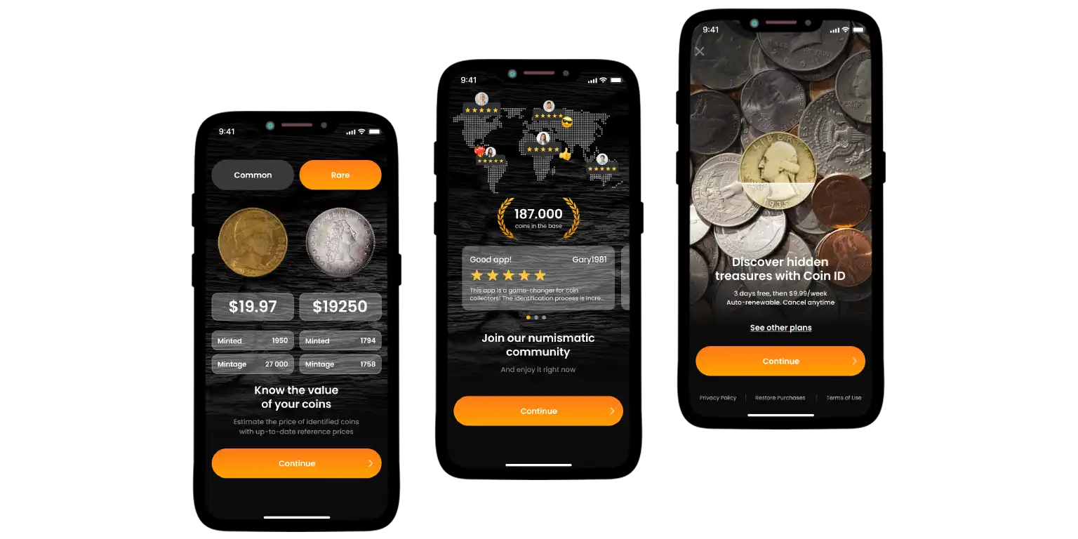 The Coin ID Scanner app features.