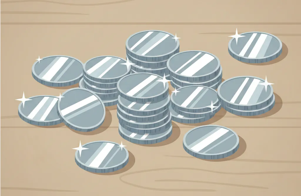 silver coins on the table